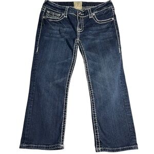 L.A. Idol Women’s Bermuda’s Sz 11 Blue Whiskering Big Rhinestones Lowrise EUC
